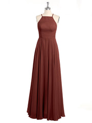 Dos Bas Simple Mousseline Robes De Demoiselle d'Honneur terracotta Grande Taille