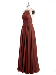 Dos Bas Simple Mousseline Robes De Demoiselle d'Honneur terracotta Grande Taille