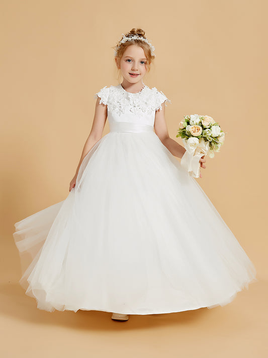 Robes de Fille Gracieuses avec Appliques en Dentelle et Mancherons