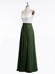 Ivoire Dentelle Corsage Mousseline Jupe Robes Avec Fente Olive Verte Grande Taille