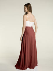Ivoire Dentelle Corsage Mousseline Jupe Robes Avec Fente terracotta Grande Taille