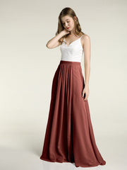 Ivoire Dentelle Corsage Mousseline Jupe Robes Avec Fente terracotta