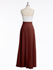 Ivoire Dentelle Corsage Mousseline Jupe Robes Avec Fente terracotta