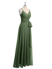 Spaghetti Bretelle Mousseline Robes Avec Ceinture Nœud Olive Verte Grande Taille
