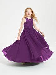 Robes Longues de Demoiselle d'Honneur Junior Haut en Dentelle Illusion Raisin