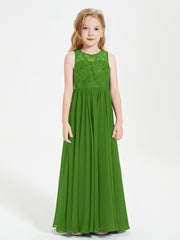 Robes Longues de Demoiselle d'Honneur Junior Haut en Dentelle Illusion Mousse