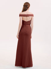 Robes Mousseline Hors de l'épaule avec Fente terracotta Grande Taille