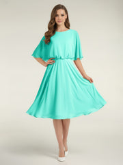 Scoop Col Flotter Manches Court Mousseline Robes Spa