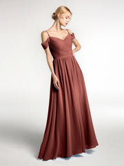 Mousseline Robe Demoiselle d'honneur avec Bustier Plissé terracotta Grande Taille
