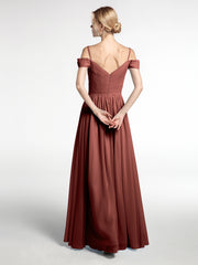 Mousseline Robe Demoiselle d'honneur avec Bustier Plissé terracotta Grande Taille