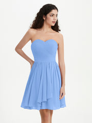 Sans Bretelles Col en Cœur Mini Robes Bleu