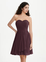 Sans Bretelles Col en Cœur Mini Robes Cabernet