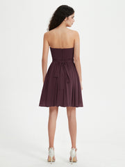 Sans Bretelles Col en Cœur Mini Robes Cabernet Grande Taille