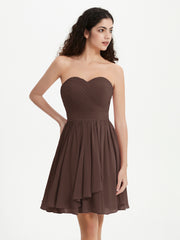 Sans Bretelles Col en Cœur Mini Robes Chocolat