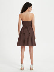 Sans Bretelles Col en Cœur Mini Robes Chocolat Grande Taille