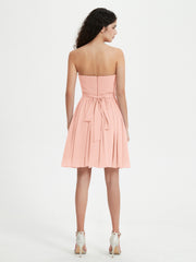 Sans Bretelles Col en Cœur Mini Robes Corail Grande Taille