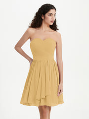 Sans Bretelles Col en Cœur Mini Robes Or Grande Taille