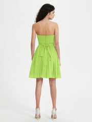 Sans Bretelles Col en Cœur Mini Robes Vert Citron Grande Taille