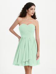 Sans Bretelles Col en Cœur Mini Robes Vert Menthe