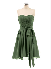 Sans Bretelles Col en Cœur Mini Robes Olive Verte Grande Taille