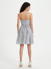Sans Bretelles Col en Cœur Mini Robes Argent Grande Taille