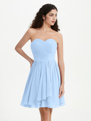 Sans Bretelles Col en Cœur Mini Robes Bleu Ciel