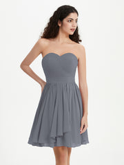 Sans Bretelles Col en Cœur Mini Robes Gris Acier