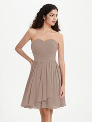 Sans Bretelles Col en Cœur Mini Robes Taupe