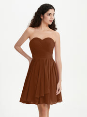 Sans Bretelles Col en Cœur Mini Robes terracotta Grande Taille