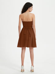 Sans Bretelles Col en Cœur Mini Robes terracotta Grande Taille