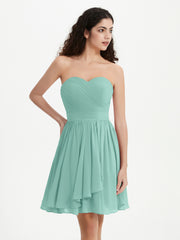 Sans Bretelles Col en Cœur Mini Robes Turquoise