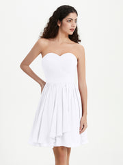 Sans Bretelles Col en Cœur Mini Robes Blanc Grande Taille