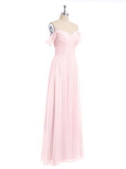 Hors De l'Épaule Col En Cœur Tulle Robe Rose Pâle