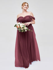 Hors De l'Épaule Col En Cœur Tulle Robe Cabernet