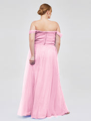 Hors De l'Épaule Col En Cœur Tulle Robe Rose Bonbon