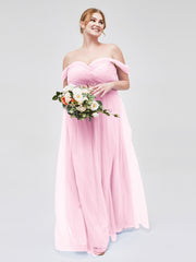 Hors De l'Épaule Col En Cœur Tulle Robe Rose Bonbon