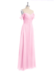 Hors De l'Épaule Col En Cœur Tulle Robe Rose Bonbon