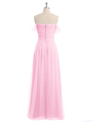 Hors De l'Épaule Col En Cœur Tulle Robe Rose Bonbon