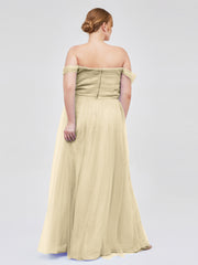 Hors De l'Épaule Col En Cœur Tulle Robe Champagne