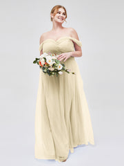 Hors De l'Épaule Col En Cœur Tulle Robe Champagne