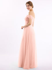 Hors De l'Épaule Col En Cœur Tulle Robe Corail