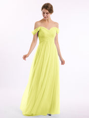 Hors De l'Épaule Col En Cœur Tulle Robe Jonquille