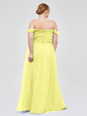 Hors De l'Épaule Col En Cœur Tulle Robe Jonquille