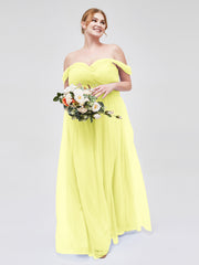 Hors De l'Épaule Col En Cœur Tulle Robe Jonquille