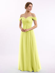Hors De l'Épaule Col En Cœur Tulle Robe Jonquille