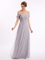 Hors De l'Épaule Col En Cœur Tulle Robe Dusk
