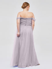 Hors De l'Épaule Col En Cœur Tulle Robe Dusk