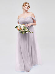 Hors De l'Épaule Col En Cœur Tulle Robe Dusk