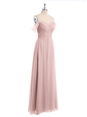 Hors De l'Épaule Col En Cœur Tulle Robe Rose Poudré