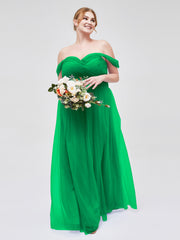 Hors De l'Épaule Col En Cœur Tulle Robe Emeraude